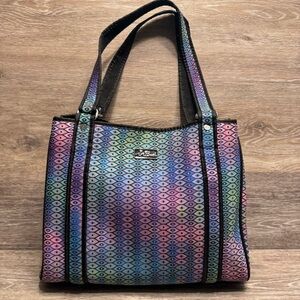 Beach Brand abstract modern print‎ Neoprene Purse Tote Nylon Lining